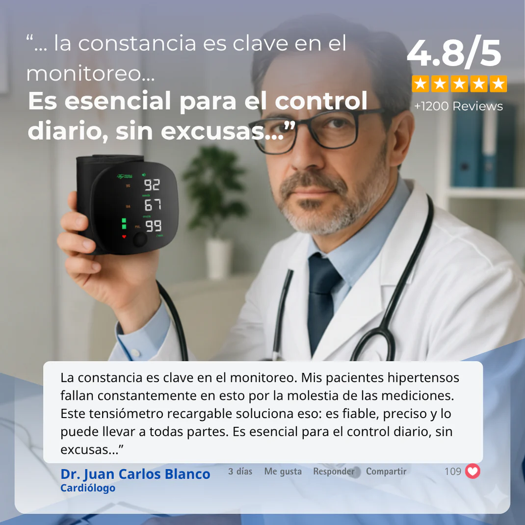 Tensiómetro Digital con Pantalla LED y Puño Ajustable.