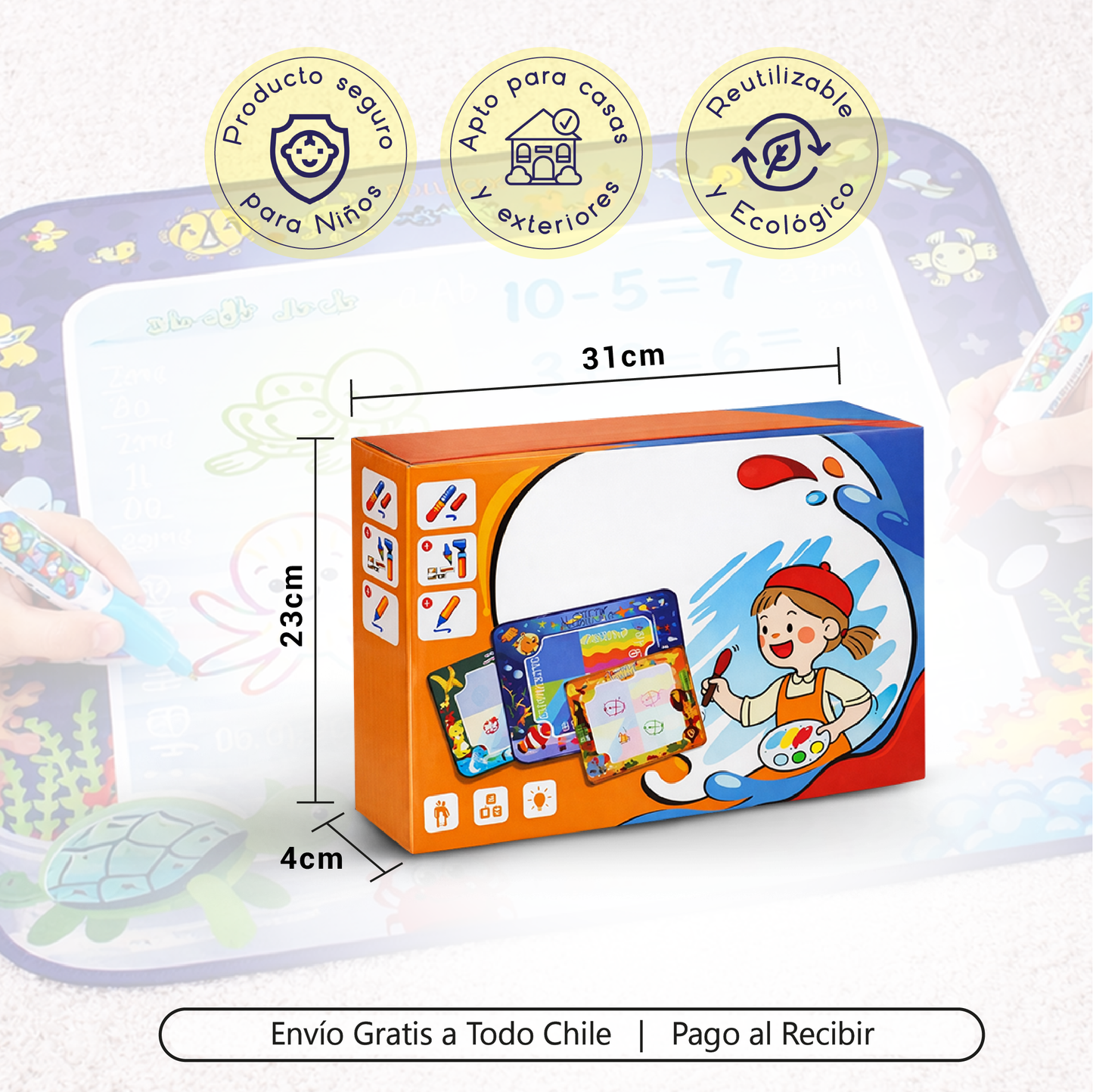 Alfombra Mágica para Dibujar con Agua 🎁 Diversión creativa sin manchas .