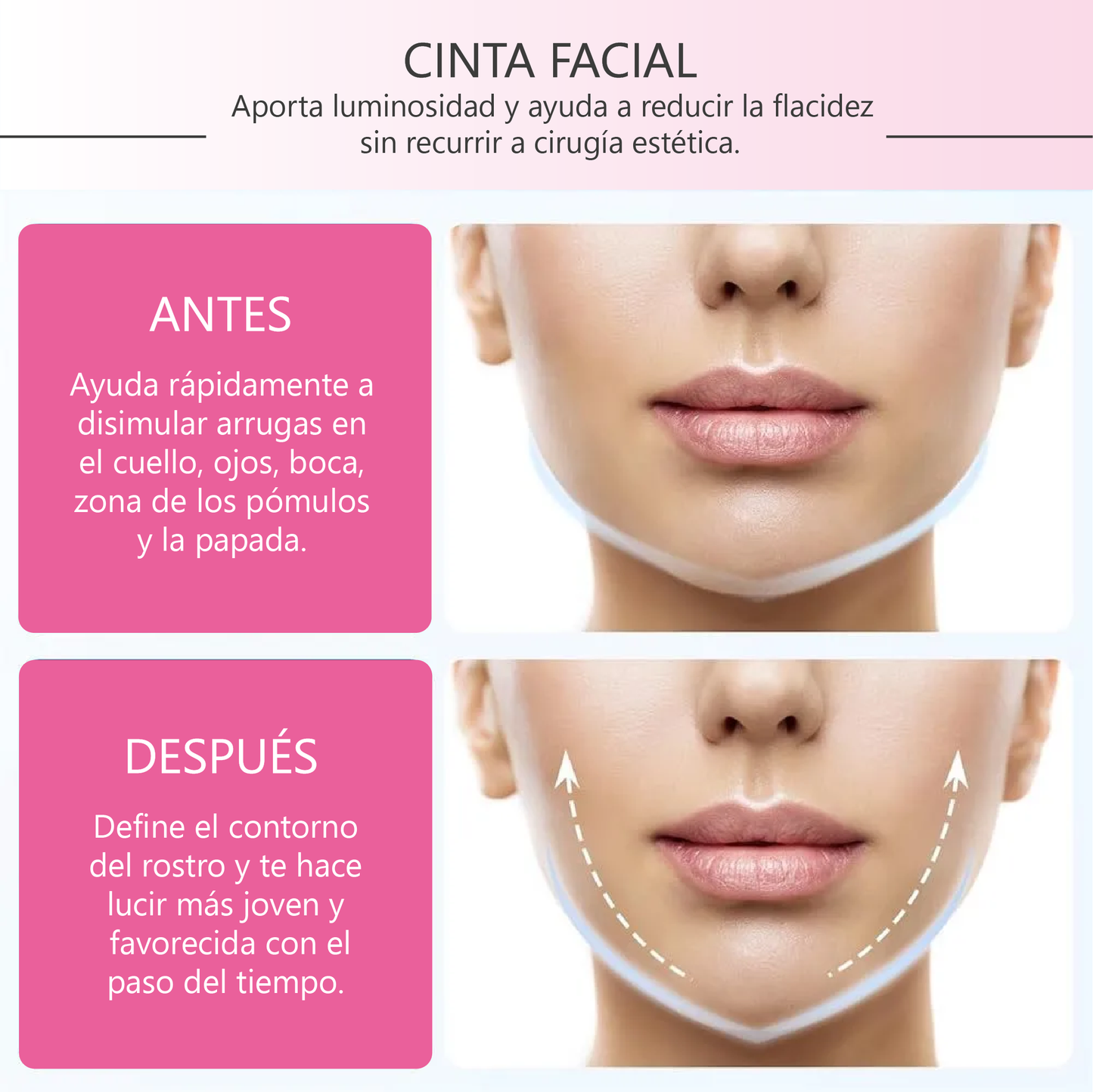 Cinta Lifting Facial Invisible - Efecto Rejuvenecedor en Segundos.