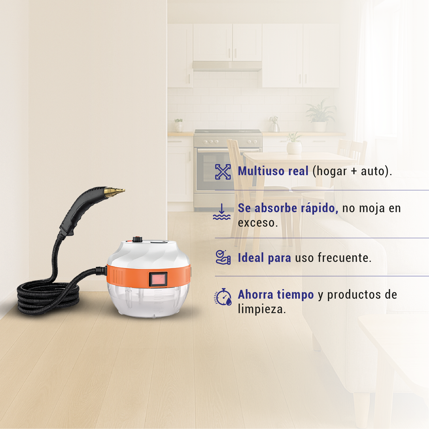 Limpiador de Vapor Presurizado de Alta Temperatura 2800W.