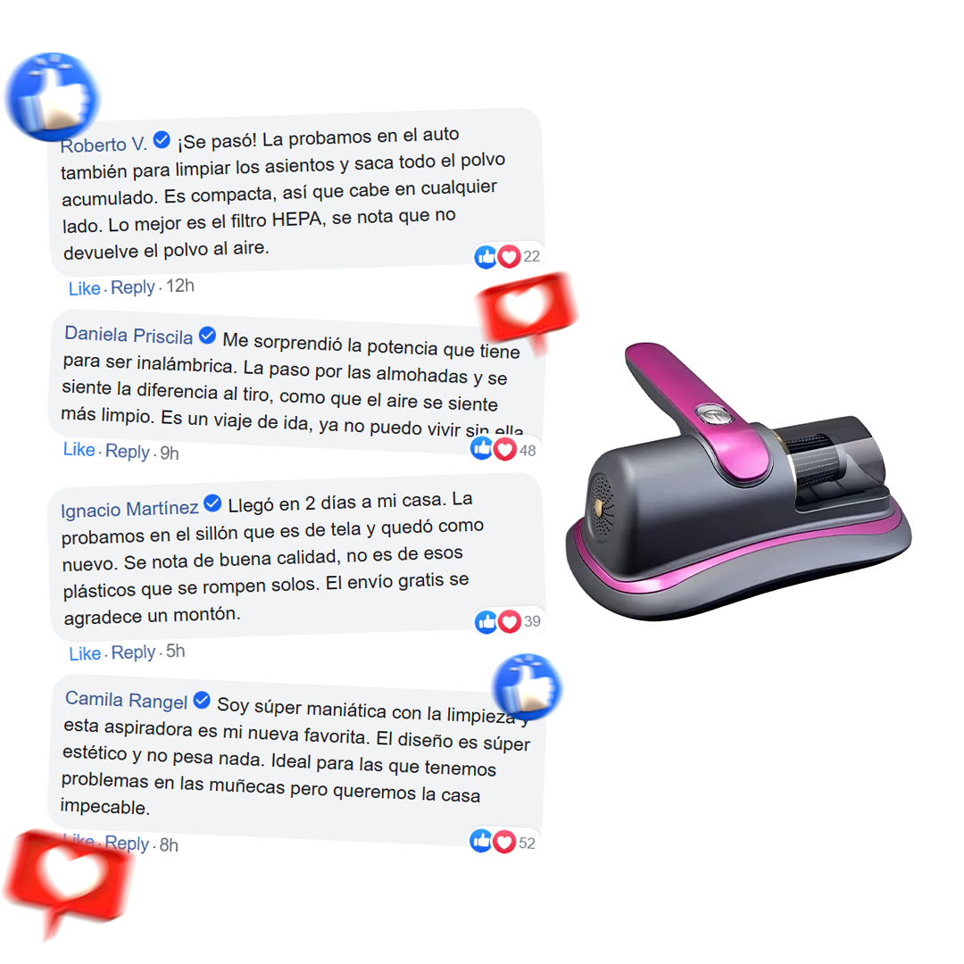 Aspiradora Antiácaros Inalámbrica con Luz UV - Elimina polvo, ácaros y alérgenos de tu hogar