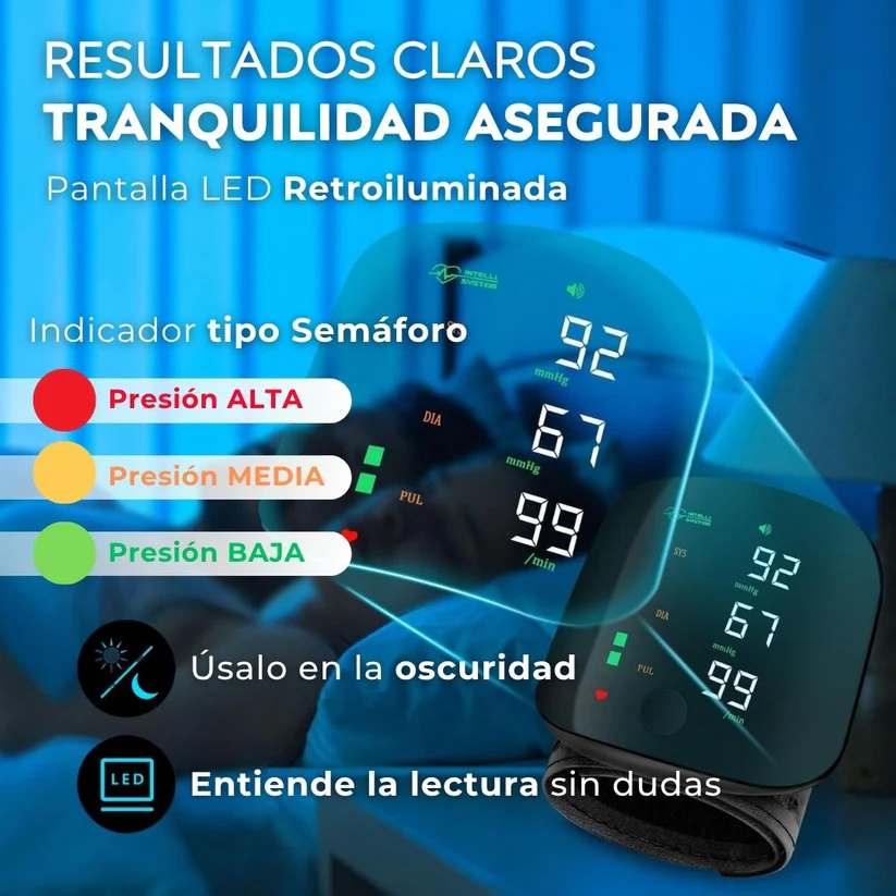 Tensiómetro Digital con Pantalla LED y Puño Ajustable.