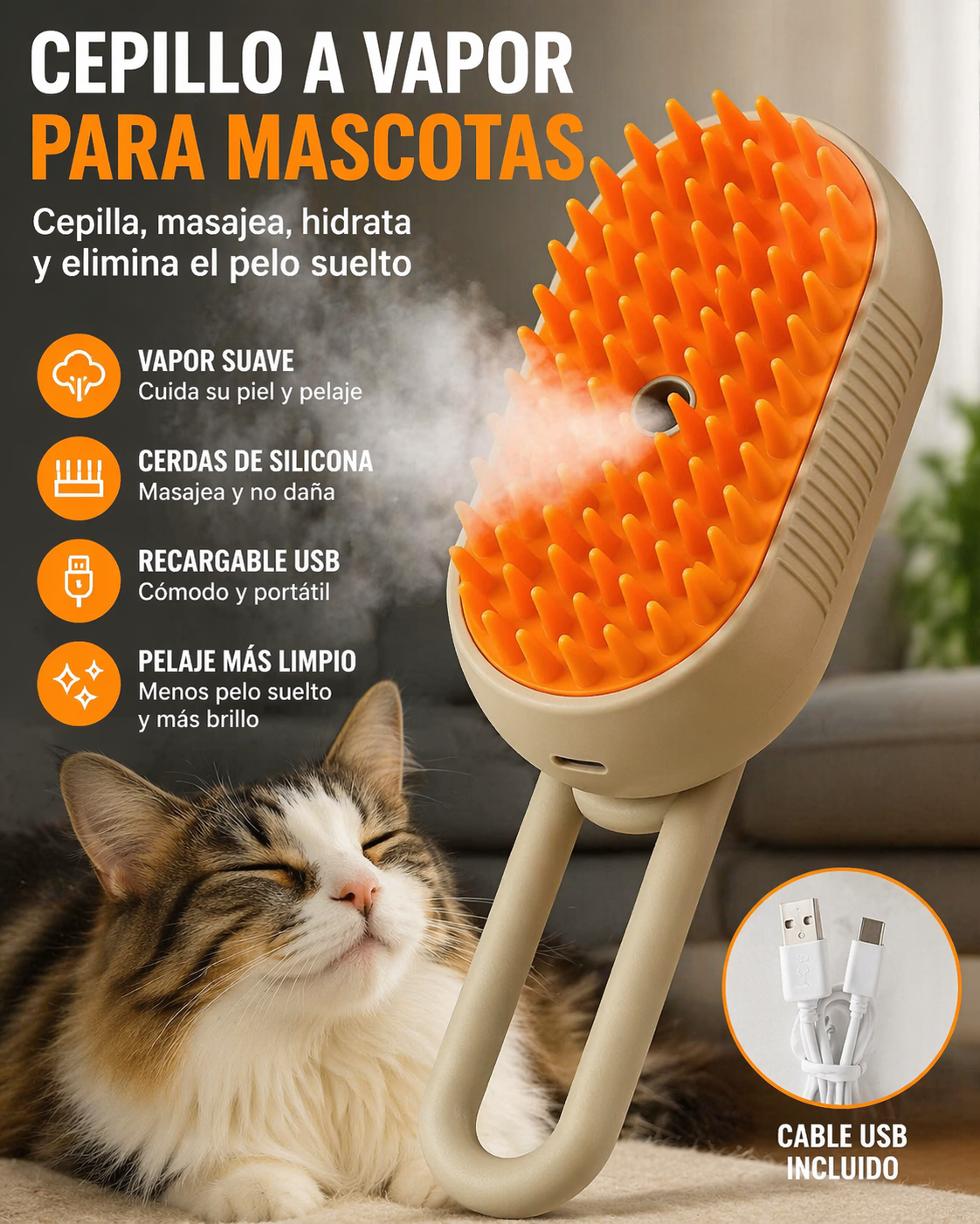 Cepillo Mascota Vapor