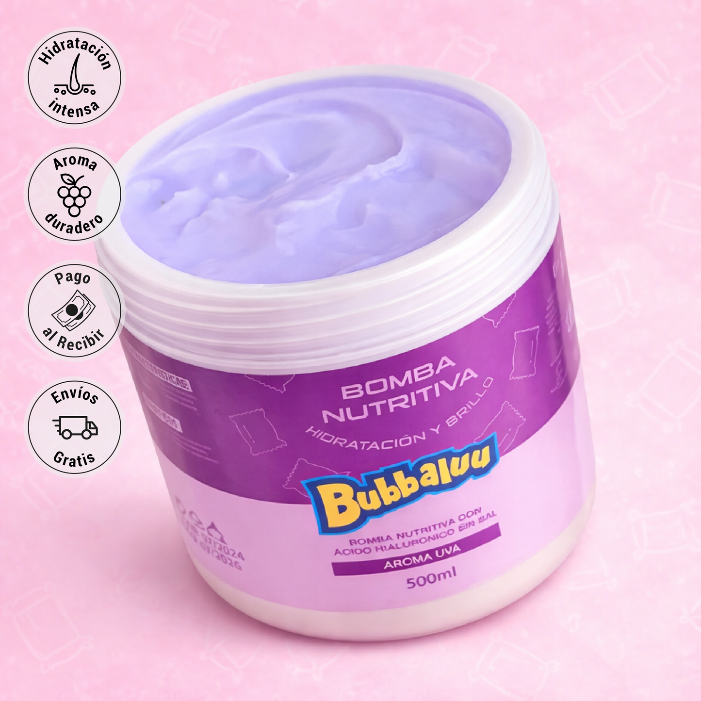 🍇 Bomba Nutritiva Capilar Aroma Uva – Cuidado, nutrición y brillo para tu pelo.