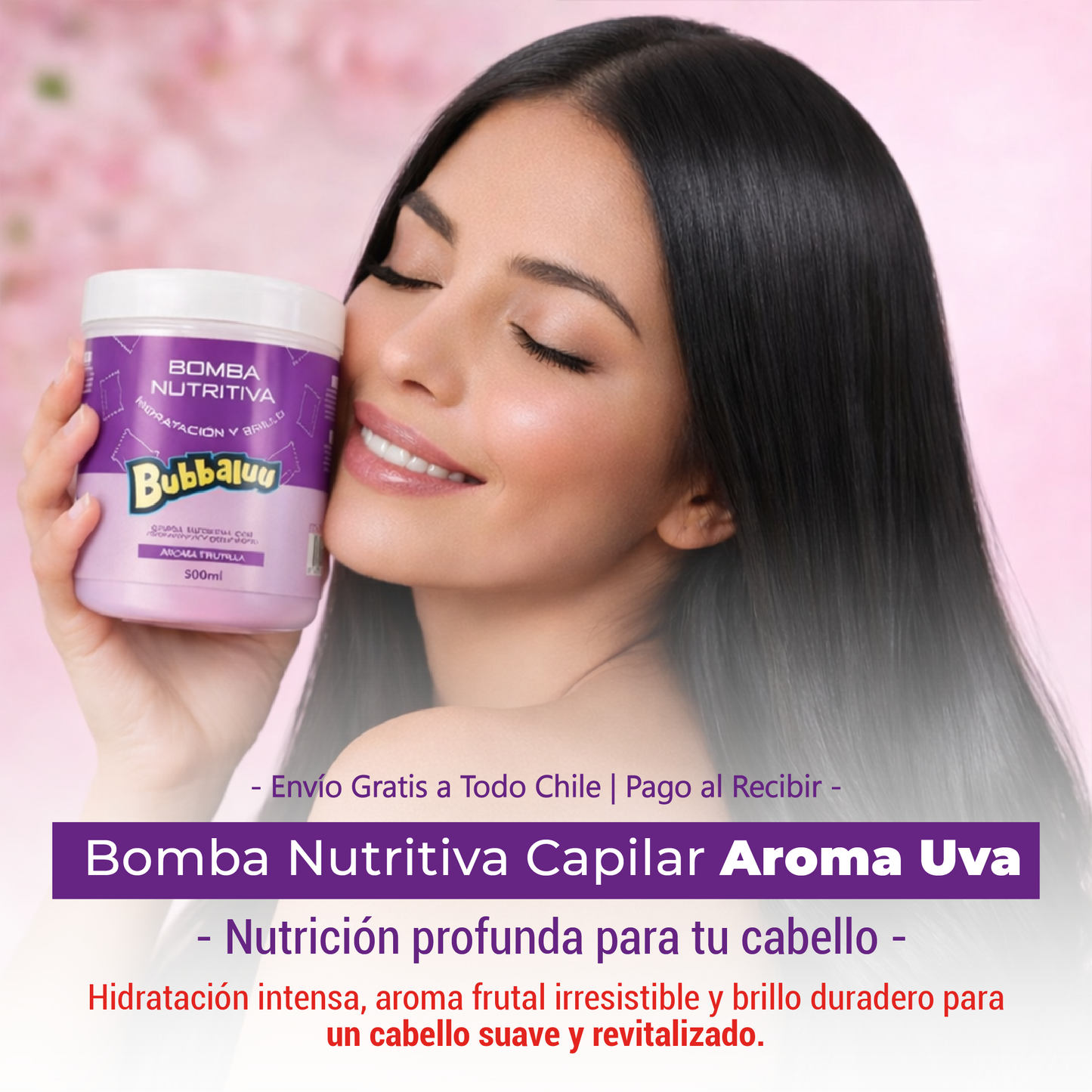 🍇 Bomba Nutritiva Capilar Aroma Uva – Cuidado, nutrición y brillo para tu pelo.