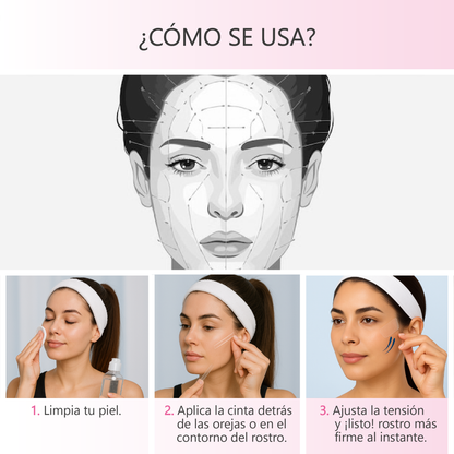Cinta Lifting Facial Invisible - Efecto Rejuvenecedor en Segundos.