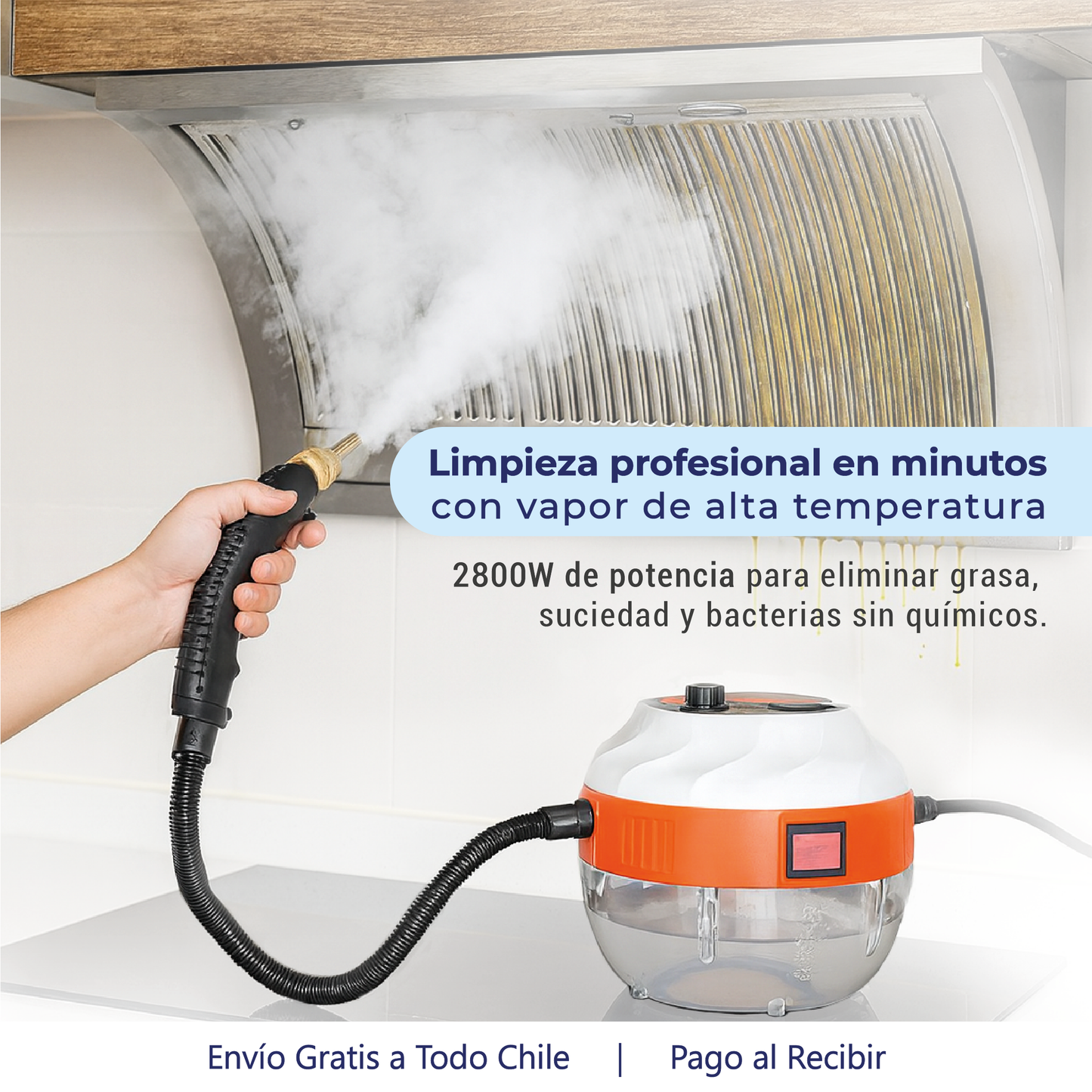 Limpiador de Vapor Presurizado de Alta Temperatura 2800W.