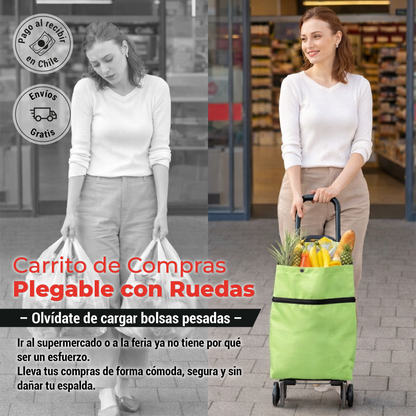 Carrito de Compras Plegable con Ruedas - Compra sin cargar peso y sin esfuerzo en tu día a día.