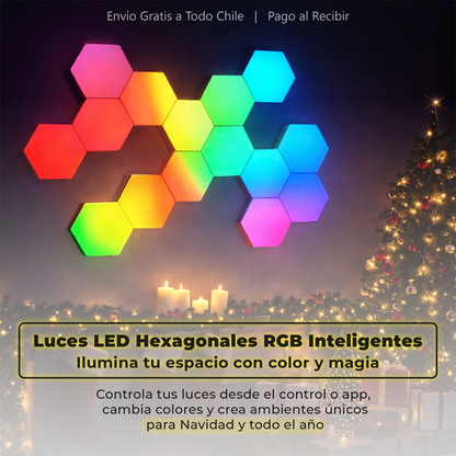 Luces LED Hexagonales RGB Inteligentes ✨  Ilumina tu Navidad con Estilo y Tecnología.