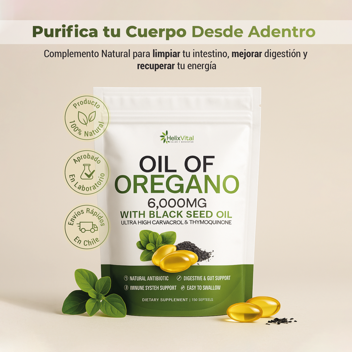 Aceite de Orégano - Limpia tu intestino, mejora digestión y recupera tu energía natural.