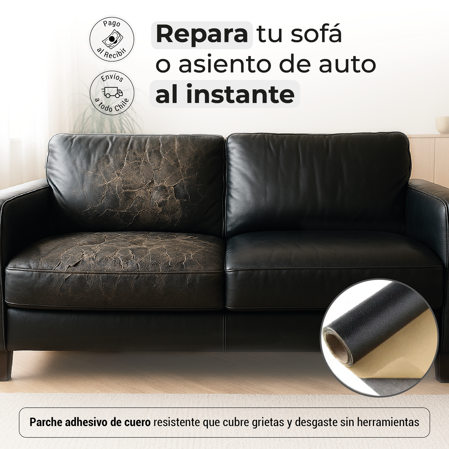 Rollo adhesivo - Reparación de cuero y vinilo.