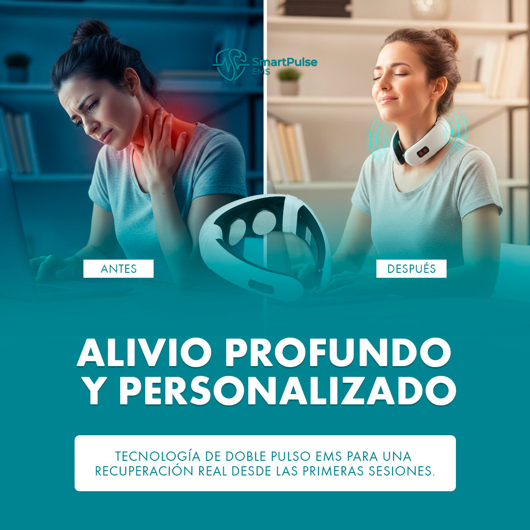 SmartPulse EMS: Electroestimulador Masajeador con Electrodos para Cuello y Espalda