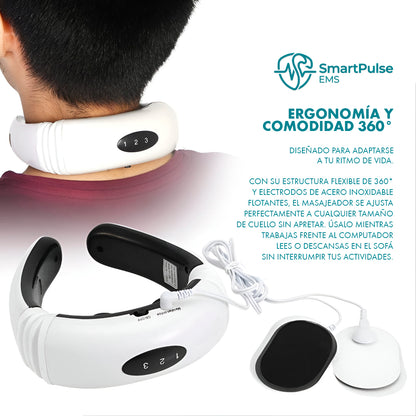 SmartPulse EMS: Electroestimulador Masajeador con Electrodos para Cuello y Espalda