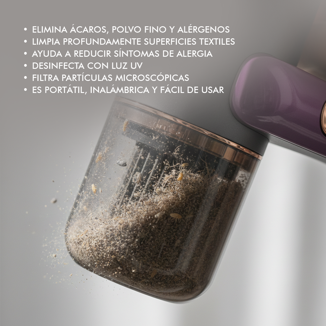Aspiradora Antiácaros Inalámbrica con Luz UV  - Elimina polvo, ácaros y alérgenos de tu hogar