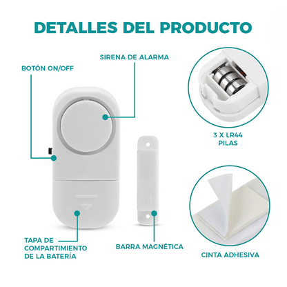 Alarma para Puertas y Ventanas con Sensor Magnético (90dB) - Oferta 3x1