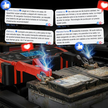 No te quedes botado con la batería descargada - Cargador Reparador de Baterías para Auto