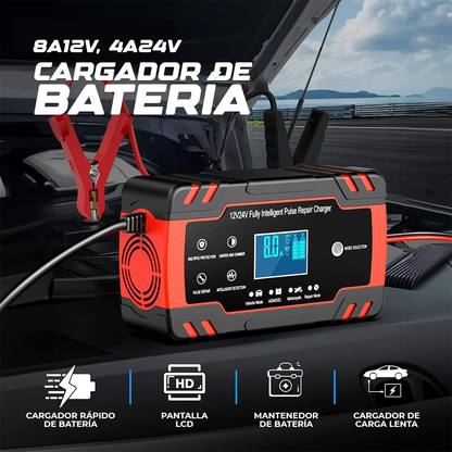 No te quedes botado con la batería descargada - Cargador Reparador de Baterías para Auto