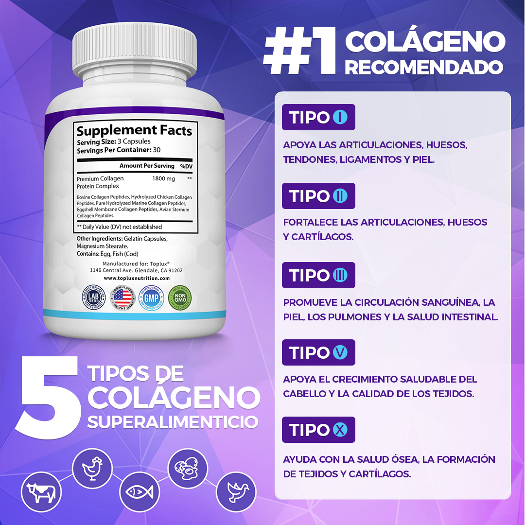 Recupera la vitalidad de tu piel, cabello y articulaciones con el poder de los 5 tipos de colágeno