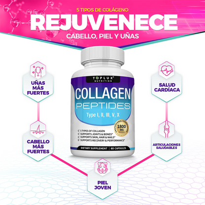 Recupera la vitalidad de tu piel, cabello y articulaciones con el poder de los 5 tipos de colágeno