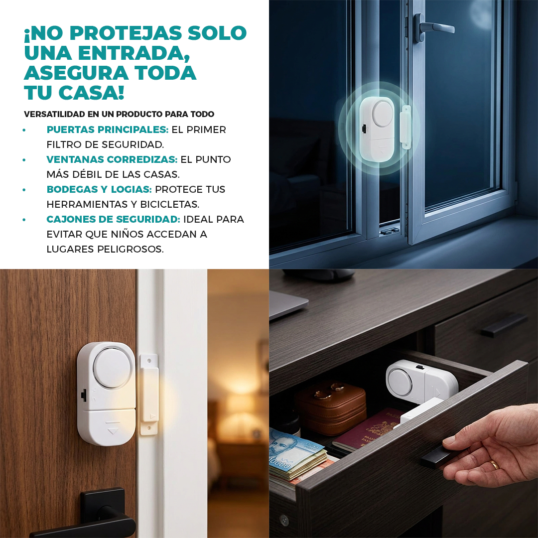 Alarma para Puertas y Ventanas con Sensor Magnético (90dB) - Oferta 3x1