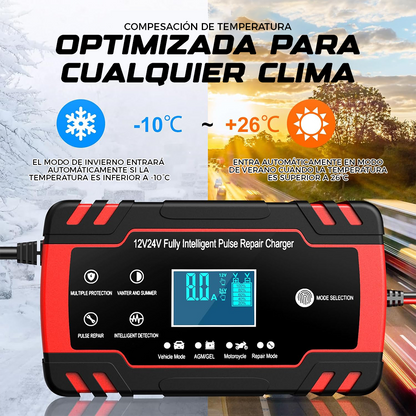 No te quedes botado con la batería descargada - Cargador Reparador de Baterías para Auto