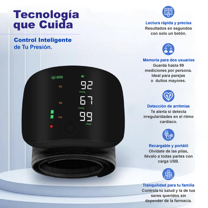 Tensiómetro Digital con Pantalla LED y Puño Ajustable.
